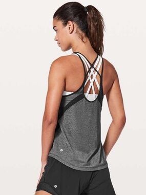 Lululemon Run Off-Route Tank Top Heathered Black/Black Size 2